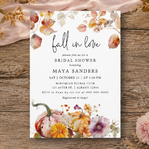 Botanical Pumpkins Fall in Love Bridal Shower  Invitation