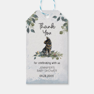 Botanical Puppy Baby Shower Thank You  Gift Tags