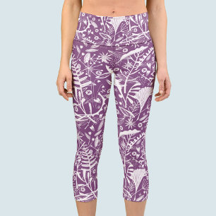 Botanical Purple Capri Leggings