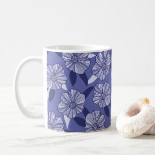 Botanical Purple Floral Line Art  Coffee Mug