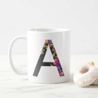 Botanical Purple Flowers Letter A Monogram