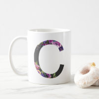 Botanical Purple Flowers Letter C Monogram