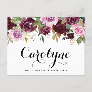 Botanical Purple Flowers Will You Be My Flower Gir Postcard