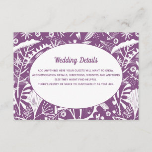 Botanical Purple Foliage Wedding Details Enclosure Card