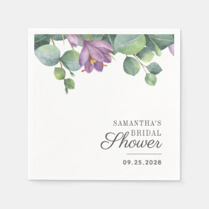 Botanical Purple Green Eucalyptus Bridal Shower Napkin