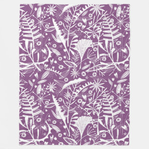 Botanical Purple Modern Fleece Blanket