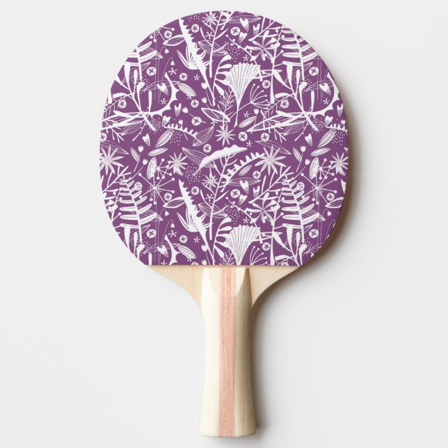 Botanical Purple Modern Ping Pong Paddle (Front)