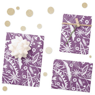 Botanical Purple Modern Wrapping Paper Sheet