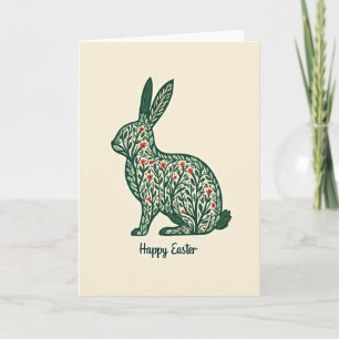 Botanical Rabbit Happy Easter Card