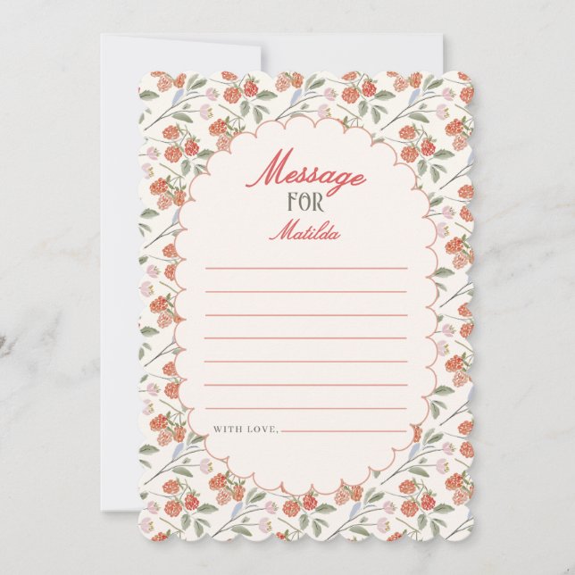 Botanical Raspberry 1st Birthday Time Capsule Card (Front)