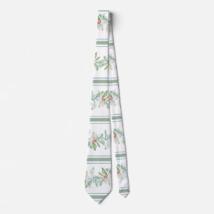 Botanical Red and Green Christmas Neck Tie