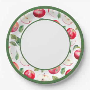 Botanical Red Apple Orchard Paper Plate