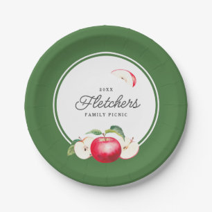 Botanical Red Apples Paper Plate