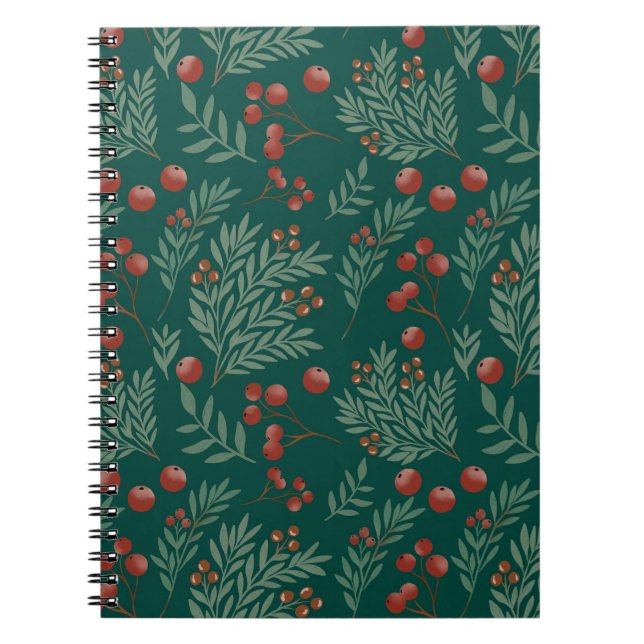Botanical Red Berry Christmas Notebook (Front)