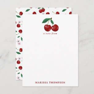 Botanical Red Cherries Greenery & Cherry Blossoms Card