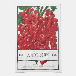 Botanical Red Currants Customisable Tea Towel
