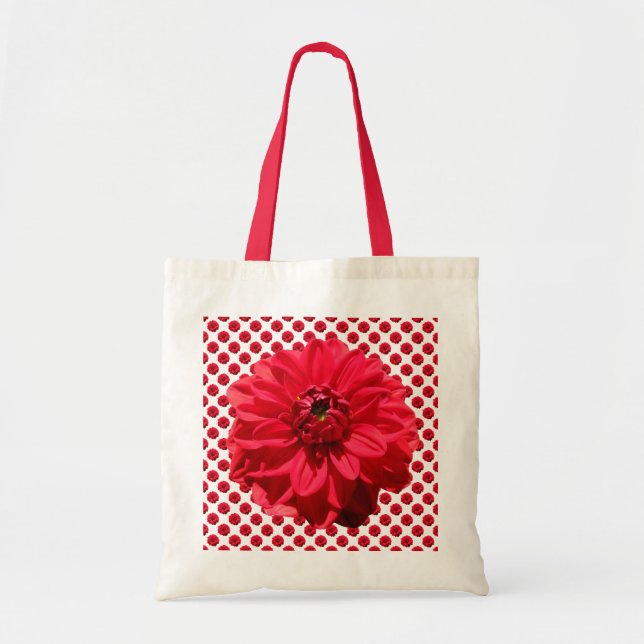 Botanical Red Dahlia Flower Tote Bag (Front)