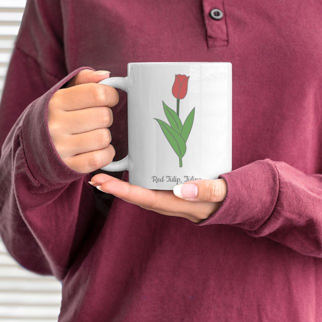 Botanical Red Tulip Pastel Flower  Coffee Mug (Botanical Red Tulip Mug)