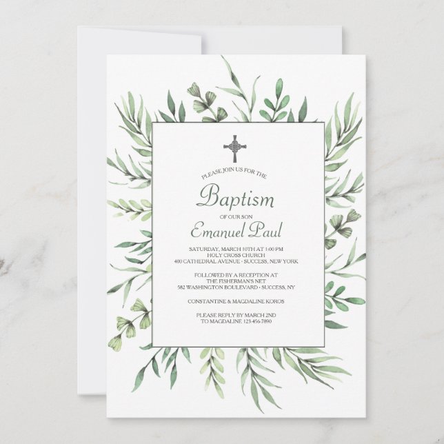 Botanical Religious Invitation (Front)