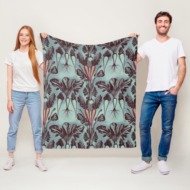 Botanical Root Vegetables Fleece Blanket – Carrot (In Situ)