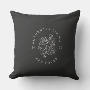 Botanical Rose Circle Logo Cushion
