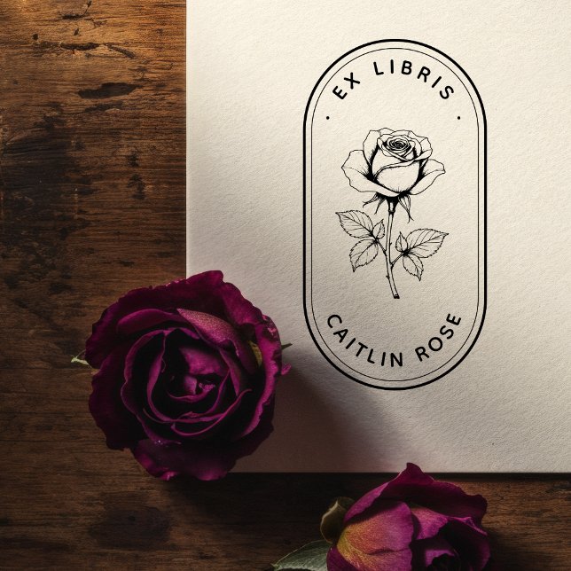 Botanical Rose Ex Libris Self-Inking Book Stamp (Creator Uploaded)