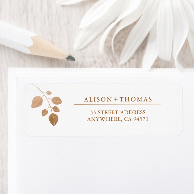 Botanical Rose Gold Branch Wedding Return Address  (Insitu)