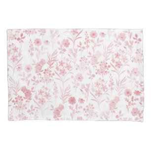 Botanical Rose Gold Flowers White Pattern Pillowcase