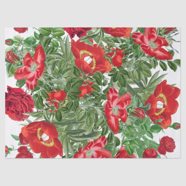 Botanical Rose Peony Flowers Floral Tissue Paper (Front)
