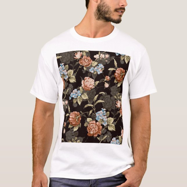 Botanical roses: abstract floral pattern. T-Shirt (Front)