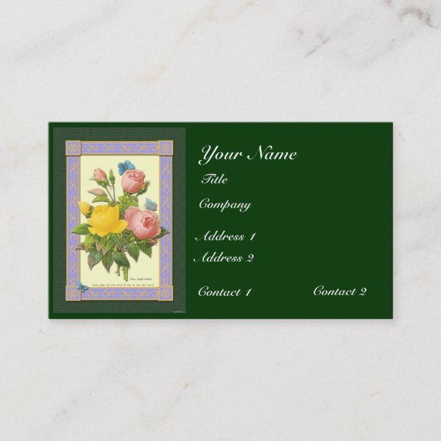 Botanical Roses Custom Business Cards (Front)