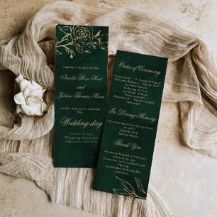 Botanical roses Green and gold Wedding Prorgam