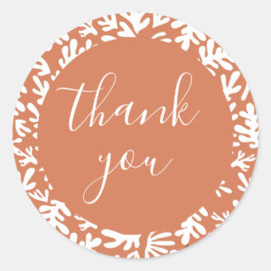Botanical Rust Small Business Customer Thank You Classic Round Sticker