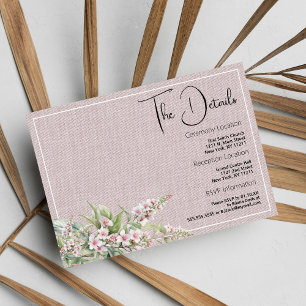 Botanical rustic blush pink mint floral Details Enclosure Card