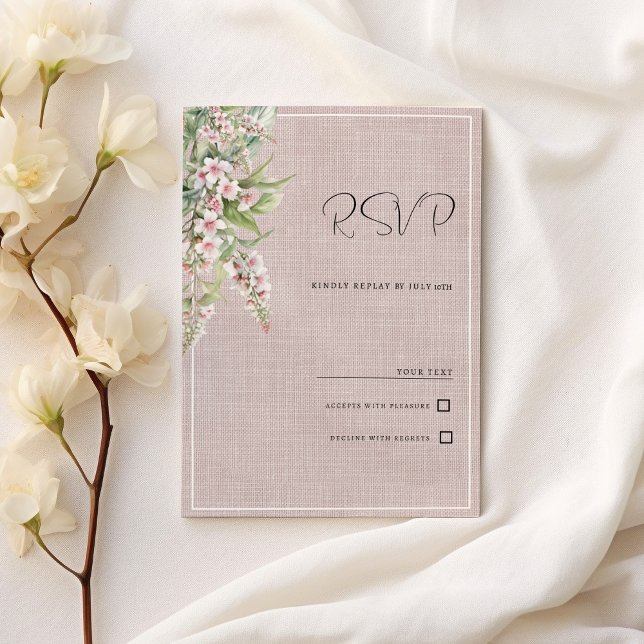 Botanical rustic blush pink mint floral RSVP Invitation (Botanical rustic blush pink mint floral RSVP )