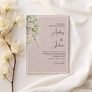 Botanical rustic blush pink mint floral Wedding Invitation