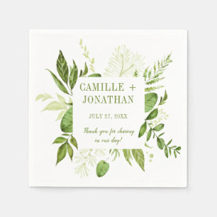 Botanical Rustic Greenery Frame Reception Napkin