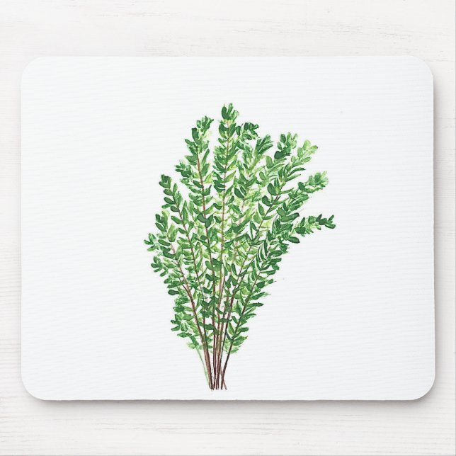 Botanical rustic kitchen garden herbs thyme mouse mat (Front)