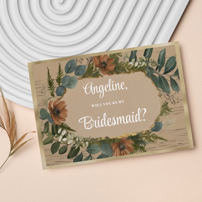Botanical rustic woodland floral Bridesmaid  Invitation (Botanical rustic woodland floral Bridesmaid )