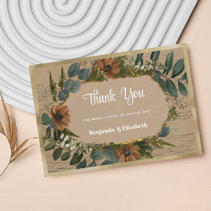 Botanical rustic woodland floral Thank You Invitation