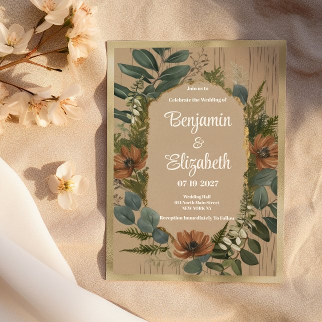 Botanical rustic woodland floral Wedding Invitation (Botanical rustic woodland floral Wedding)