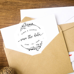 Botanical Rustic Wreath Save the Date Wedding Rubber Stamp