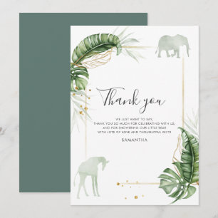 Botanical Safari Animals Baby Shower Thank You Card