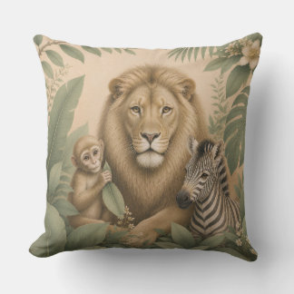 Botanical Safari Lion Pillow
