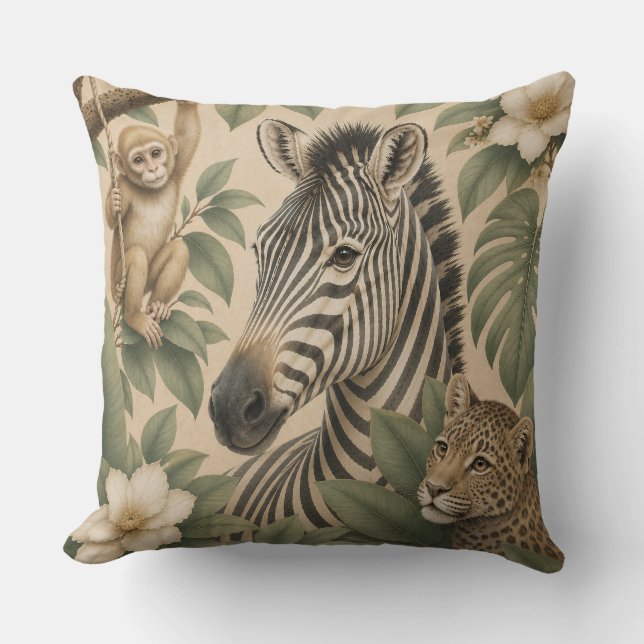 Botanical Safari Zebra Pillow (Front)