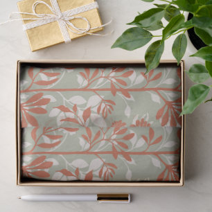Botanical Sage Coral Poetic Floral Elegant Tissue Paper