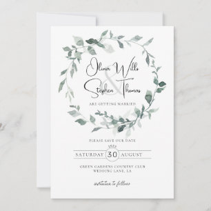 Botanical Sage Dusty Green Greenery Save The Date Invitation