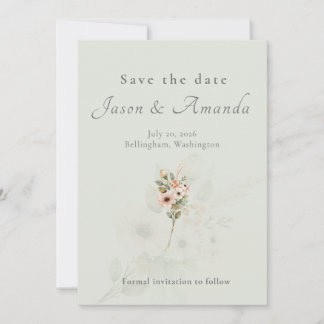 Botanical Sage Garden Wedding Save the Date Invitation
