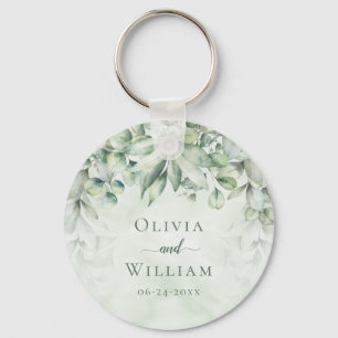 Botanical Sage Green Elegant Wedding Favour Key Ring