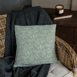 Botanical Sage Green Leaves Floral Art Pattern Cushion<br><div class="desc">Cute contemporary classic white botanical leaves and floral pattern on alight sage green coloured background colour. Pretty throw pillow with an elegant,  stylish,  and eclectic design for the artistic hip home decorator or vintage garden flower art style motif lover.</div>